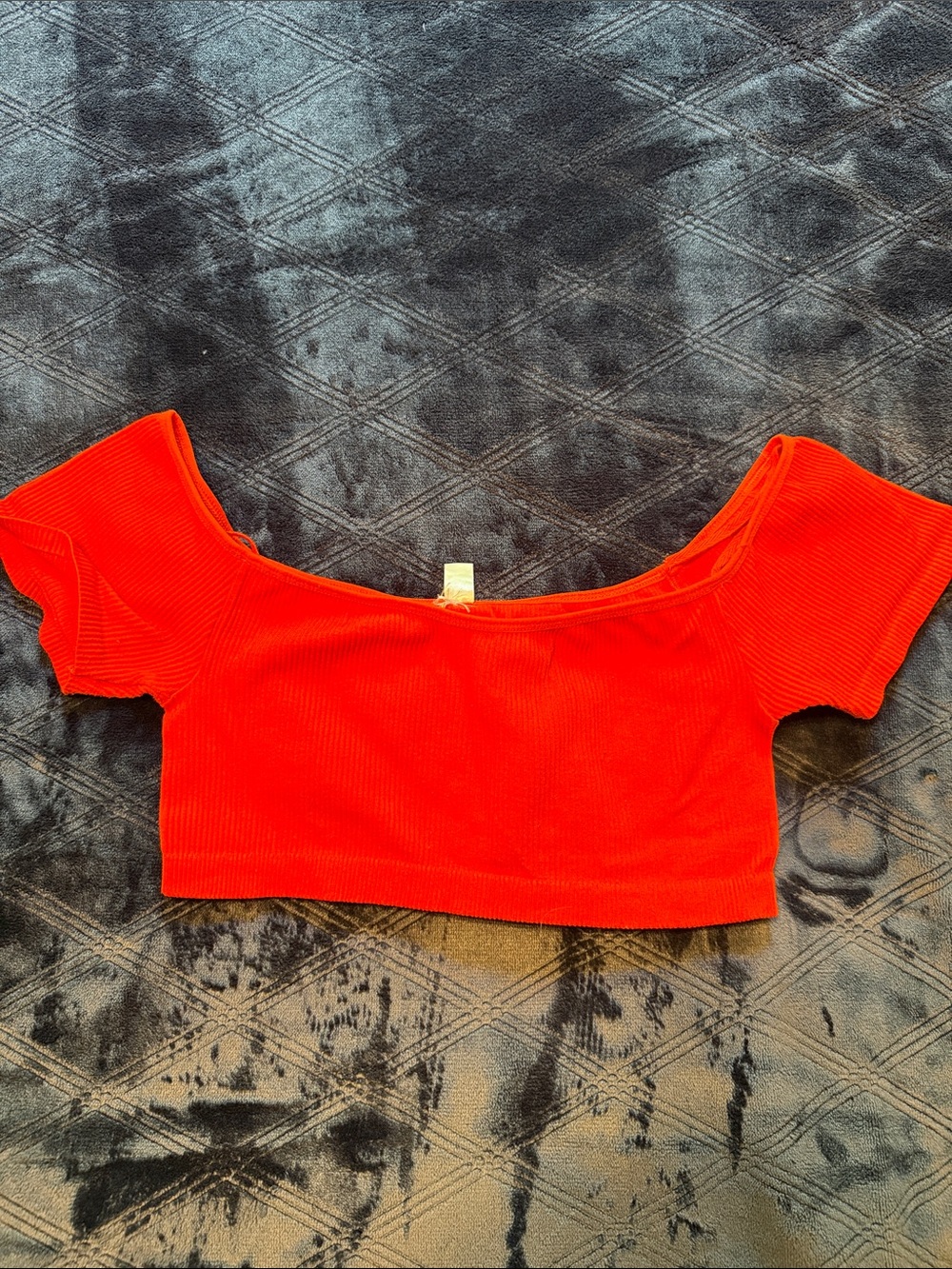 Urban Outfitters Red Ribbed Off-Shoulder Crop Top